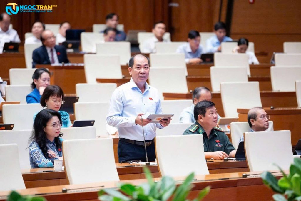 Đại biểu Nguyễn Việt Thắng, Đoàn đại biểu Quốc hội tỉnh An Giang, phát biểu tại nghị trường.