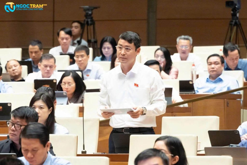 Đại biểu Trần Thế Anh, Đoàn đại biểu Quốc hội tỉnh Ninh Bình, phát biểu tại phiên thảo luận.