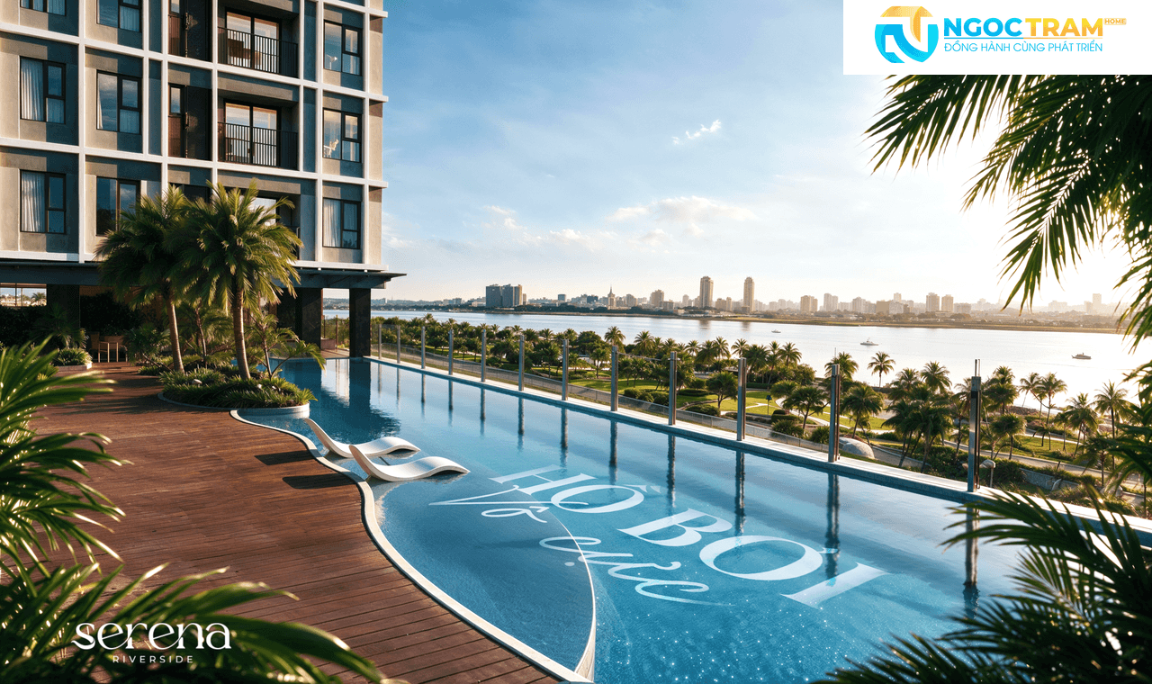 Hồ bơi vô cực hướng sông Sài Gòn tại dự án căn hộ Serena Riverside