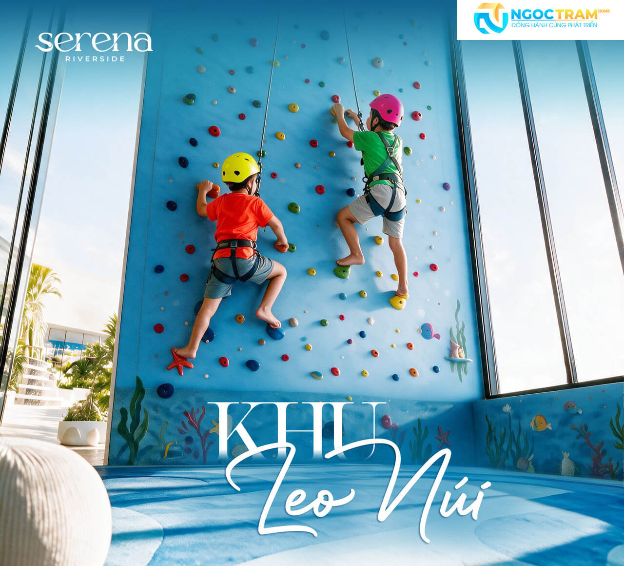 Không gian khu leo núi trong nhà an toàn và sáng tạo tại dự án Serena Riverside