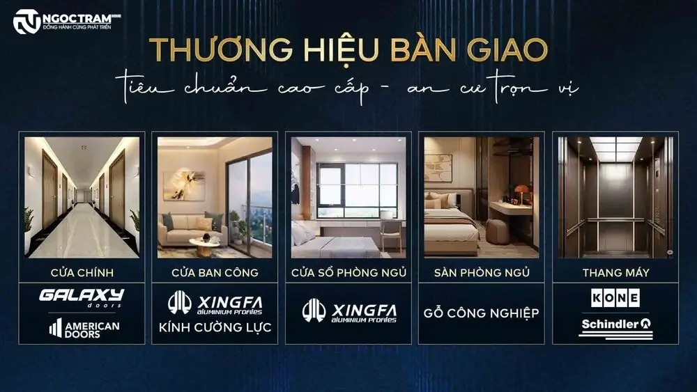 Thương hiệu vật liệu bàn giao cửa, sàn và thang máy căn hộ Fenica Dĩ An Bình Dương