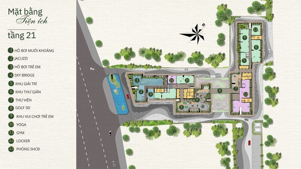 Mặt bằng tiện ích tầng 21 dự án căn hộ A&T Saigon Riverside