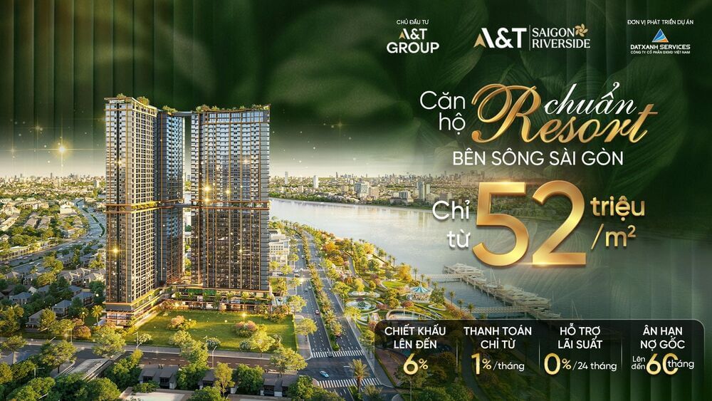 Phối cảnh căn hộ chuẩn resort bên sông Sài Gòn dự án A&T Saigon Riverside