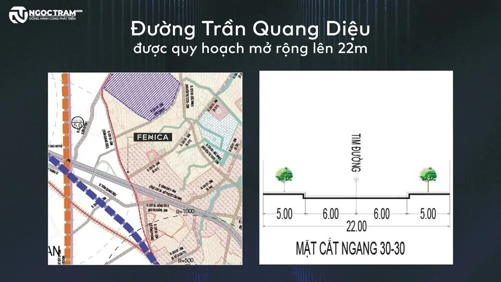 Sơ đồ quy hoạch vị trí mặt tiền đường Trần Quang Diệu dự án Fenica
