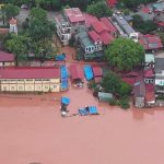 Khu dân cư tại Lạng Sơn ngập sâu trong nước lũ sau mưa lớn.