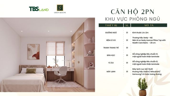 Khu vực bếp và phòng ăn căn hộ 2PN Green Skyline thiết kế tiêu chuẩn cao cấp