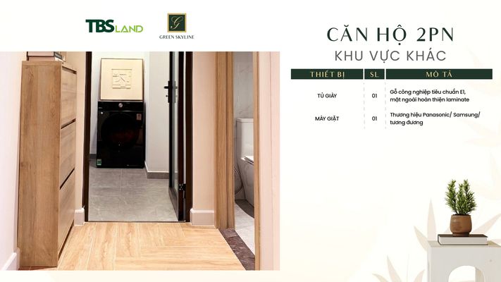 Khu vực tủ giày và lối vào căn hộ 2PN Green Skyline tối ưu công năng