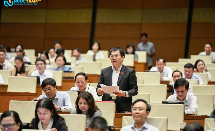 Đại biểu Dương Khắc Mai, đoàn Lâm Đồng, phát biểu tại hội trường.