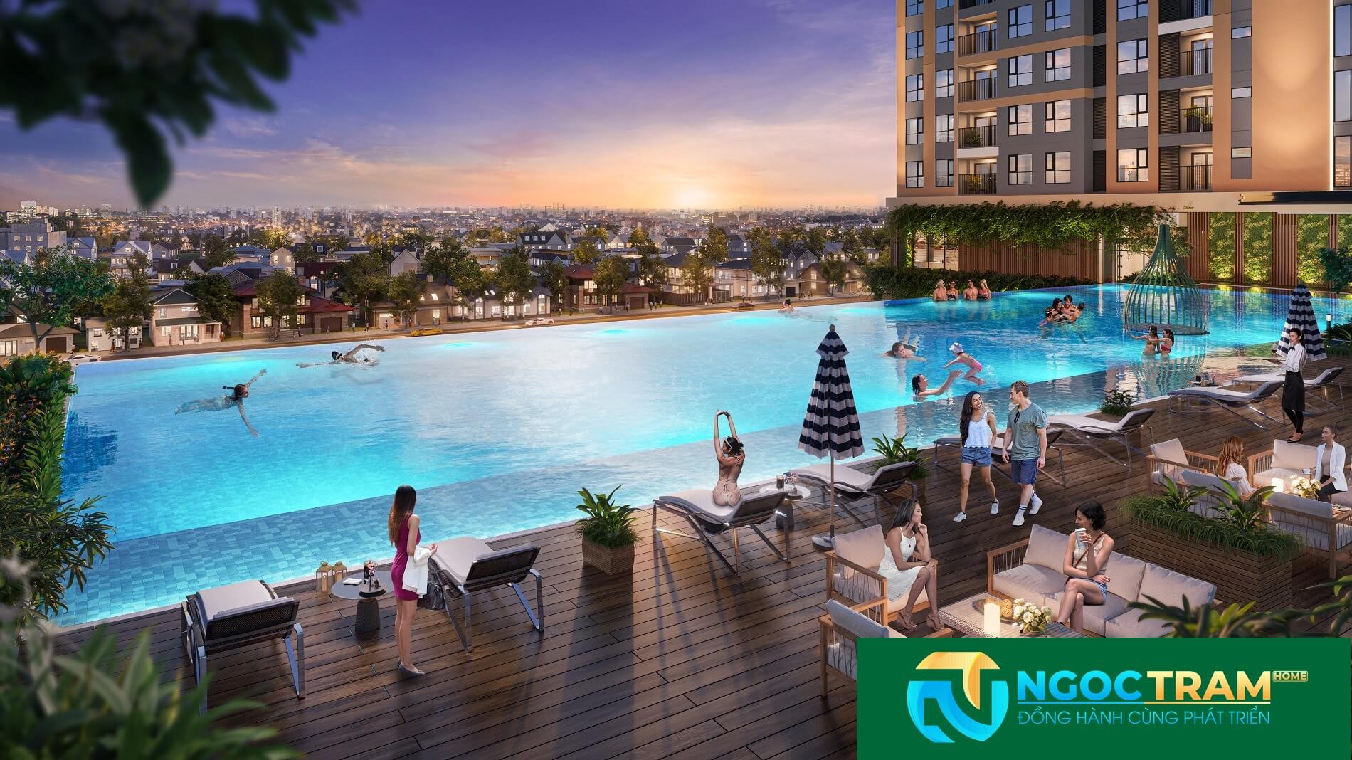 Hồ bơi vô cực với tầm nhìn toàn cảnh tại dự án A&T Sky Garden
