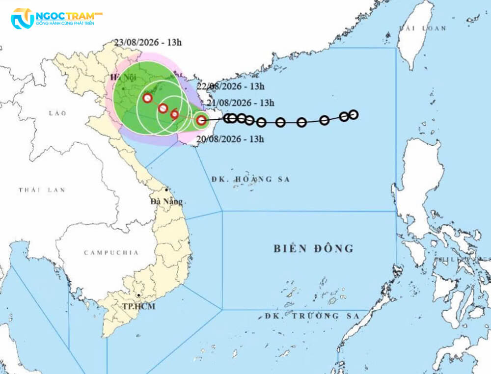 Đường đi của áp thấp nhiệt đới trên Biển Đông ngày 20-8-2026