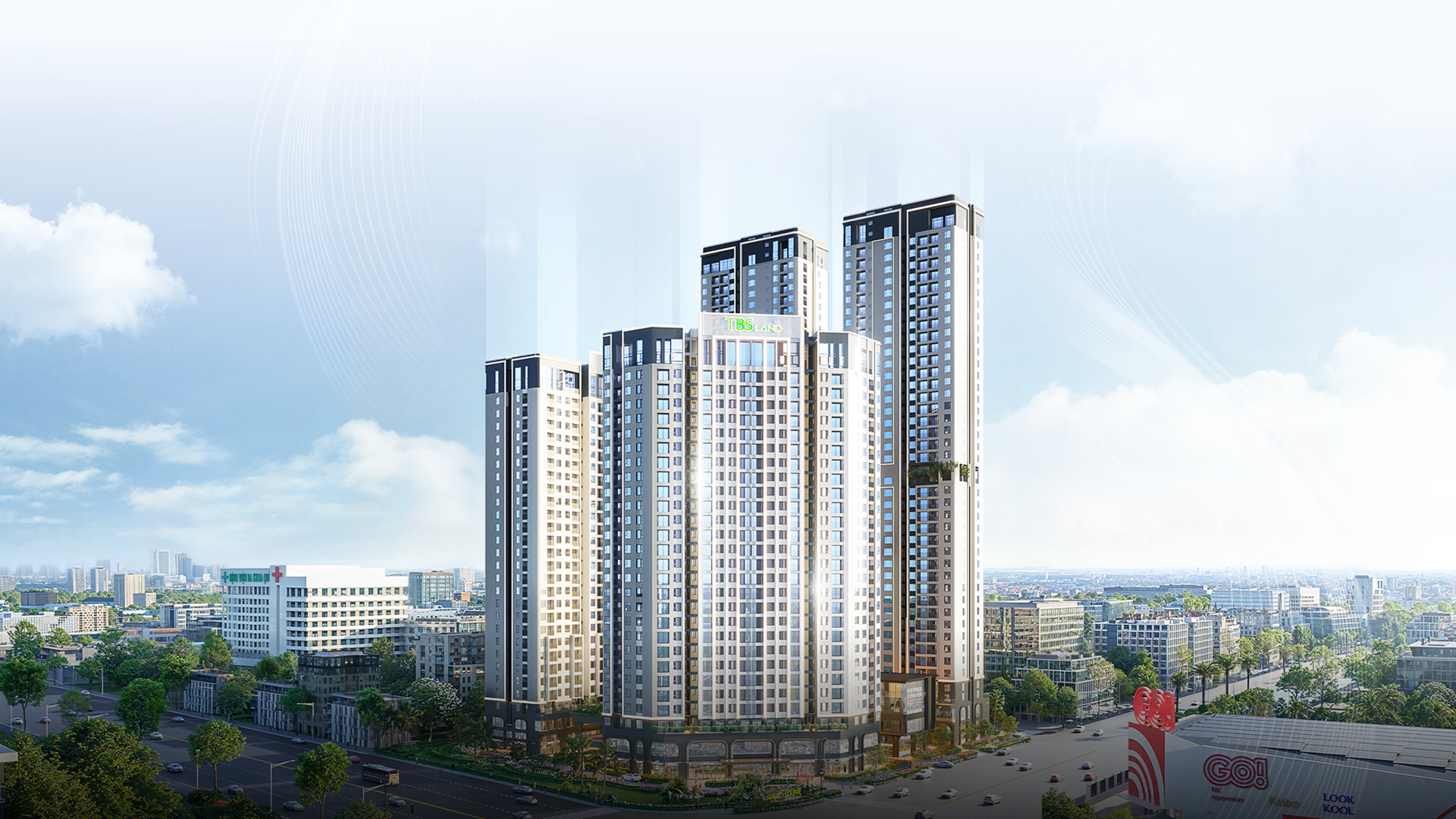 Phối cảnh tổng thể quy hoạch các tòa tháp dự án căn hộ Green Skyline TBS Land
