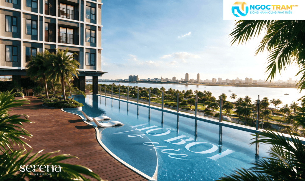 Hồ bơi vô cực hướng sông Sài Gòn tại dự án căn hộ Serena Riverside