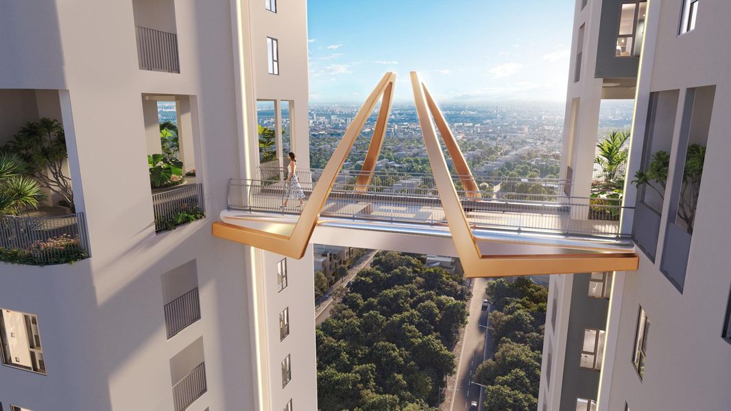 Cầu nối trên không giữa các tòa tháp căn hộ Green Skyline