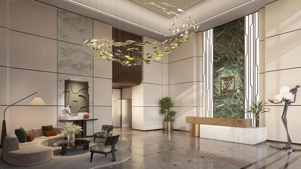 Sảnh đón khách căn hộ cao cấp Green Skyline TBS Land