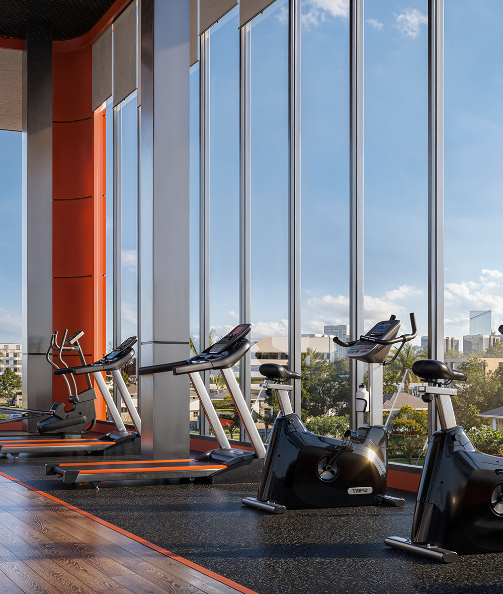 Phòng gym hiện đại với hệ thống máy tập cao cấp tại Green Skyline