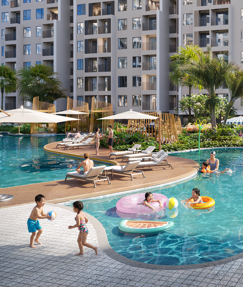 Hồ bơi trẻ em và khu sinh hoạt ngoài trời tại Green Skyline TBS Land