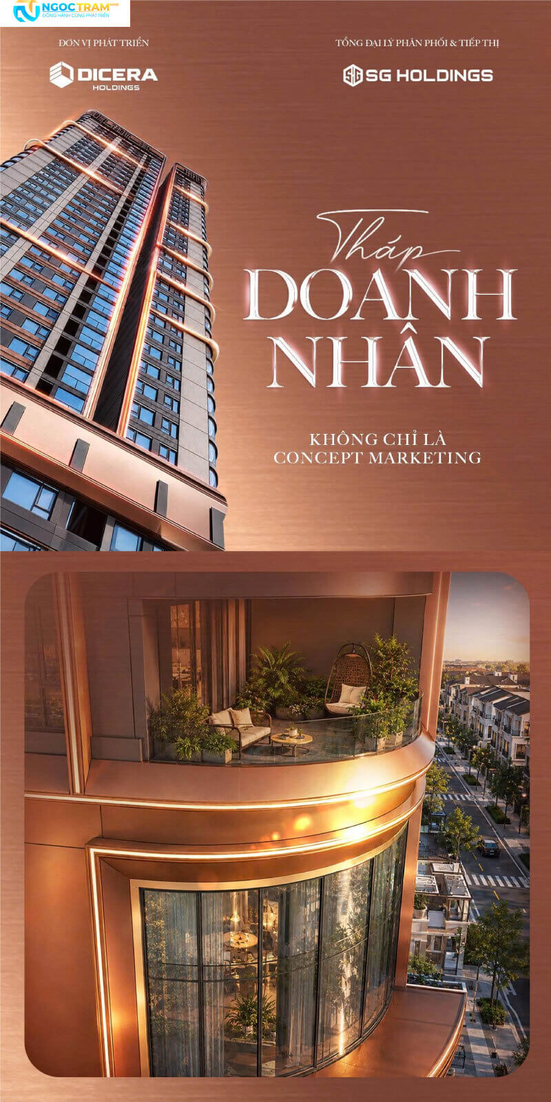 Hình ảnh quảng bá Tháp doanh nhân và ban công căn hộ mẫu tại The Collection 688 Bình Dương