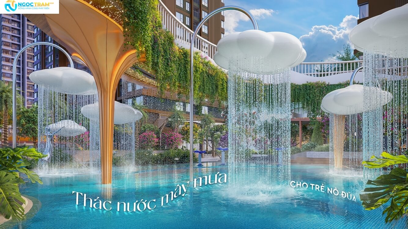 Tiện ích thác nước hình mây mưa vui nhộn dành cho trẻ em tại Monrei Saigon